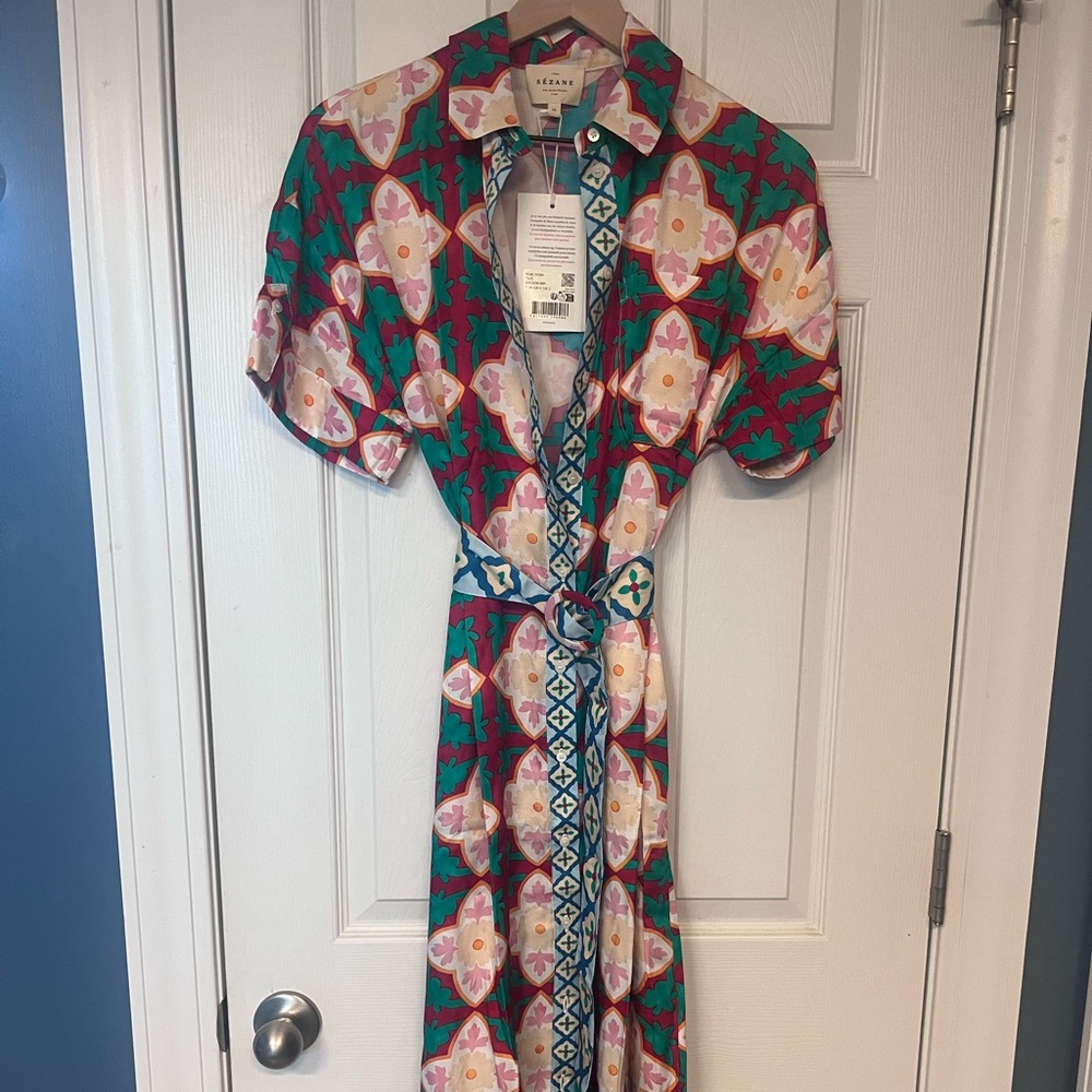 Sezane Dora Dress Size 2 - Vibrant Multicolor Floral Dress NWT